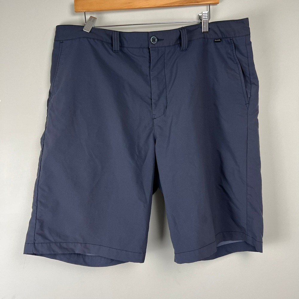 Travis Mathew Mens Navy Blue Golf Shorts Size 38 Stretch Performance Flat Front